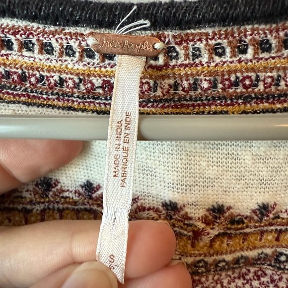 Free People Bohemia Cream and Black Embroidered Blouse - Picture 4 of 7